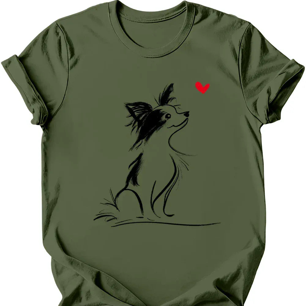 Papillon sketch tee military green