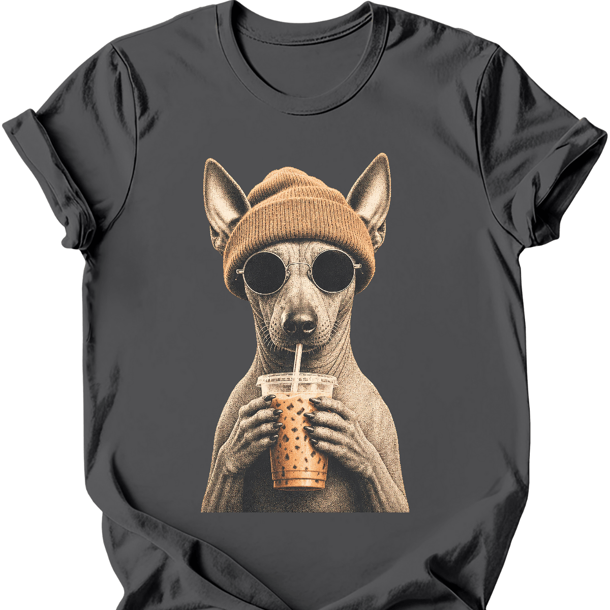 peruvian hipster dog tee charcoal