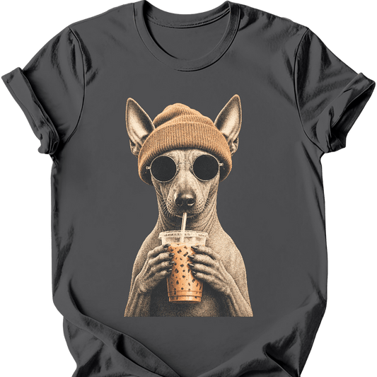 peruvian hipster dog tee charcoal