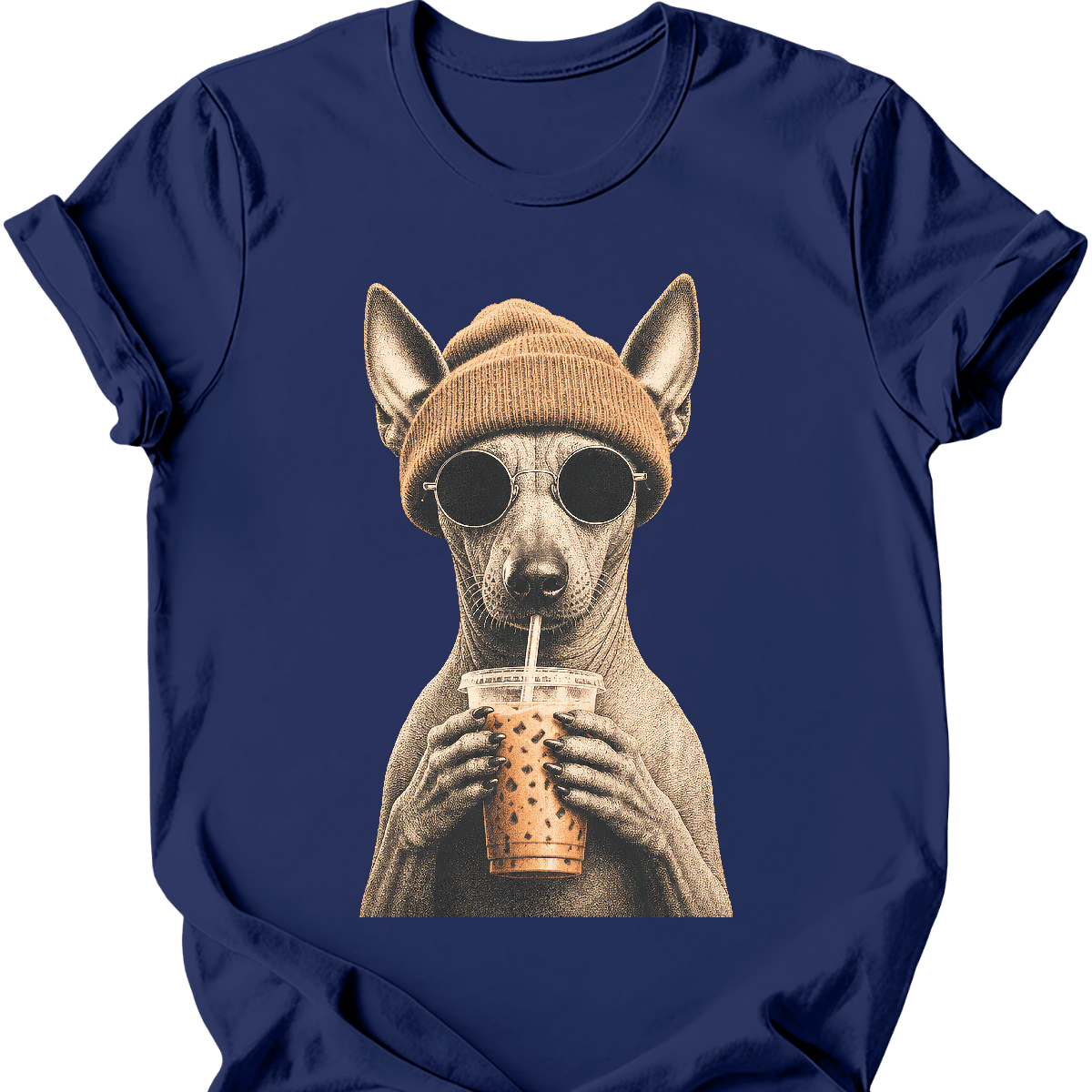peruvian hipster dog tee navy