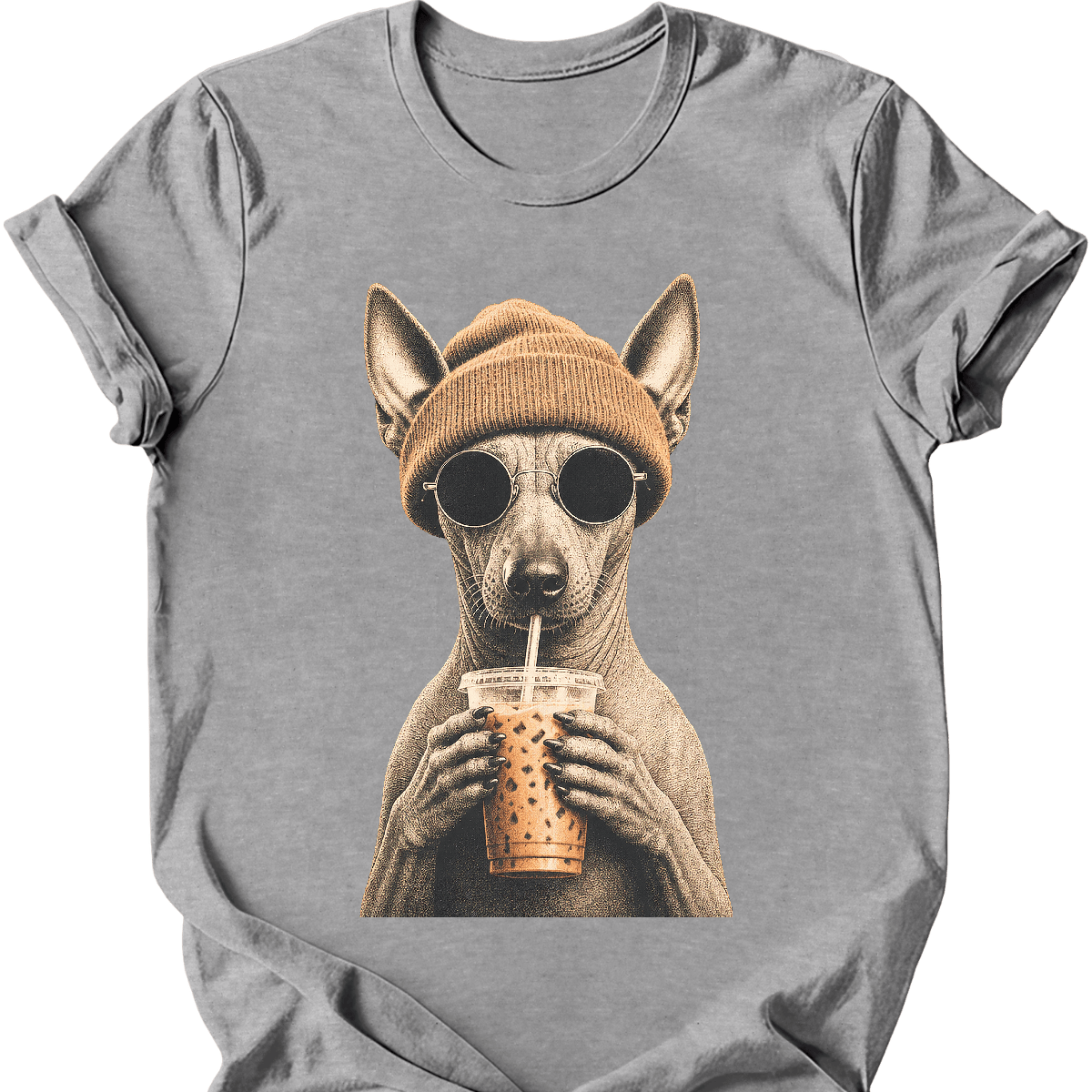 peruvian hipster dog tee sport grey