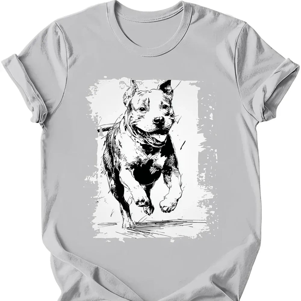 Pitbull running dog tee ice grey