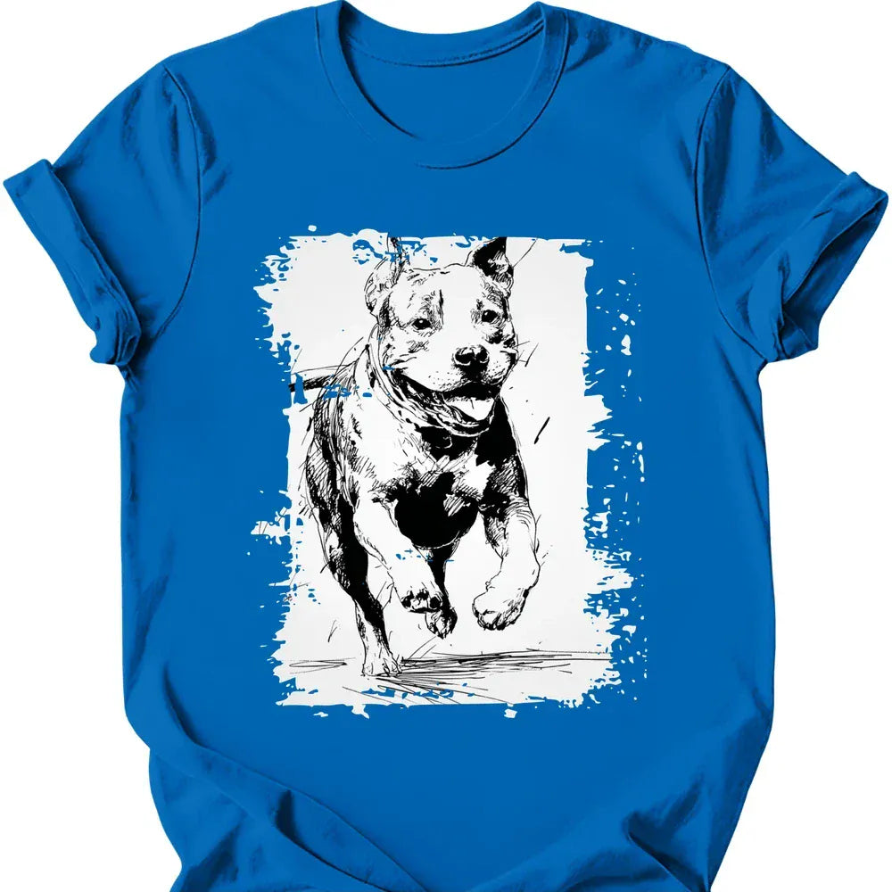 Pitbull running dog tee royal