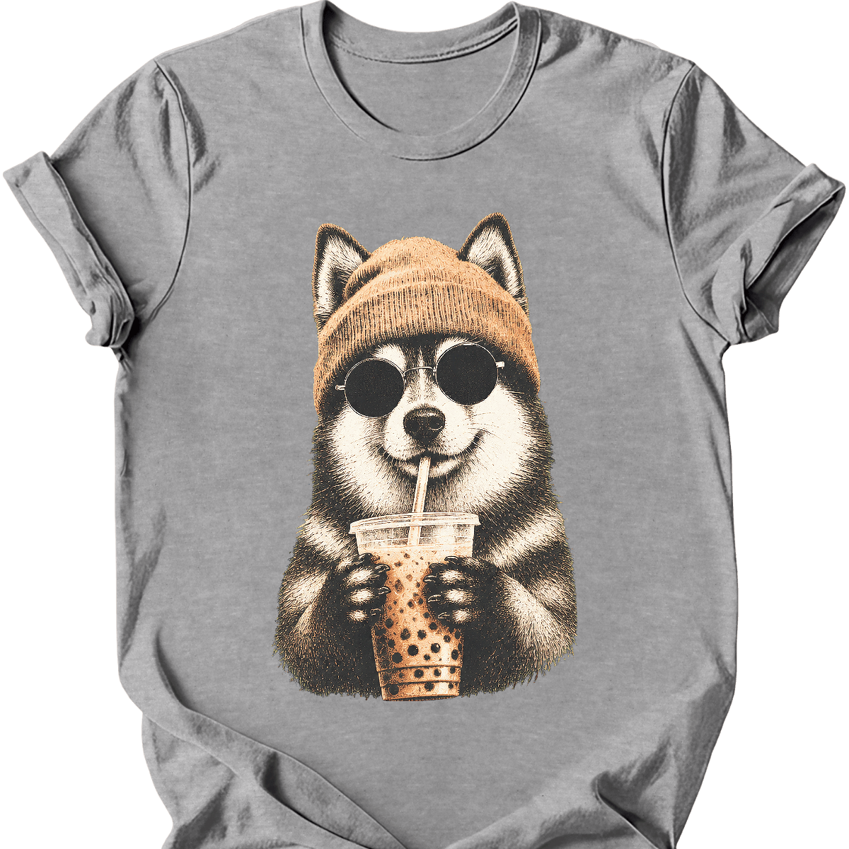 pomsky hipster dog tee sport grey