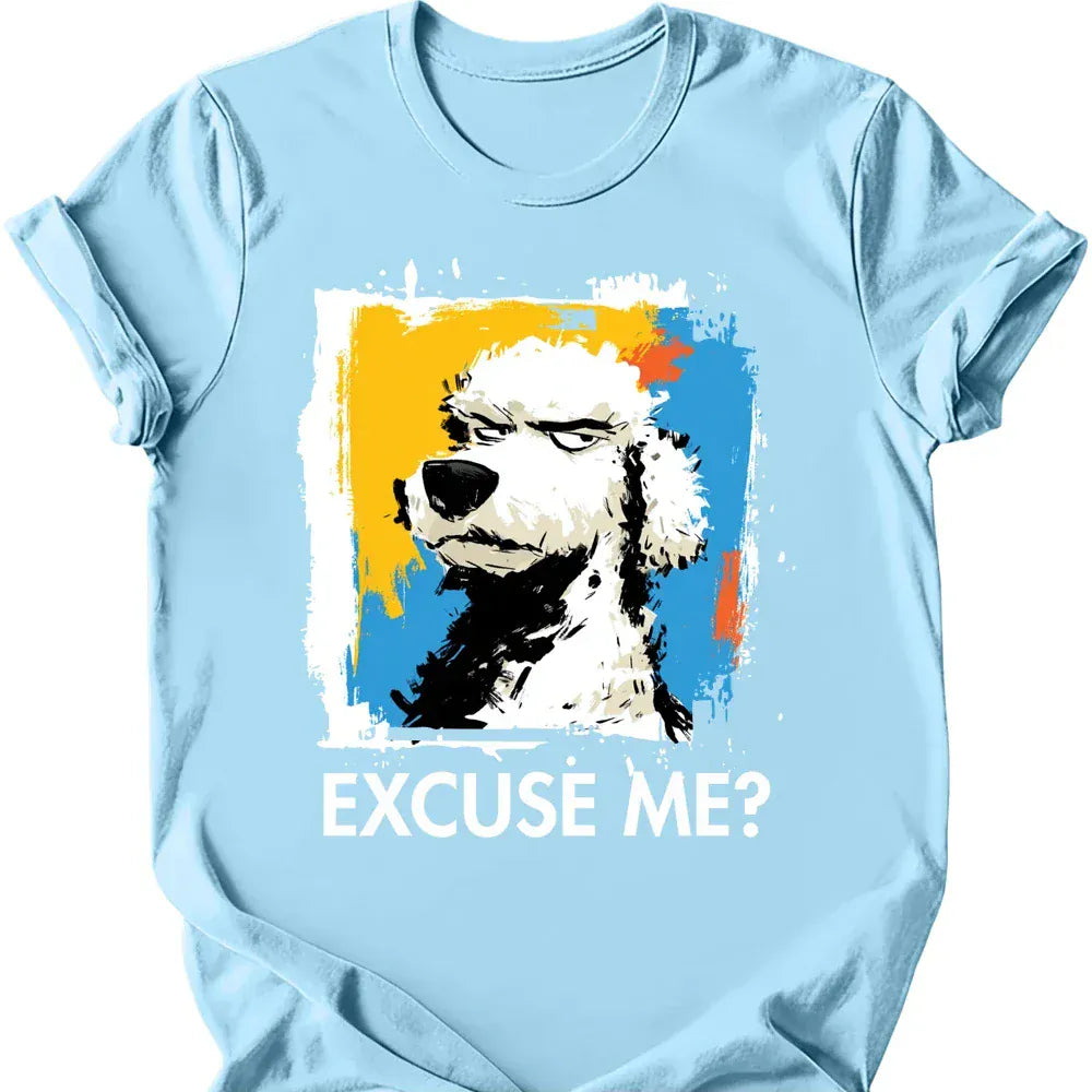 Poodle excuse me tee light blue
