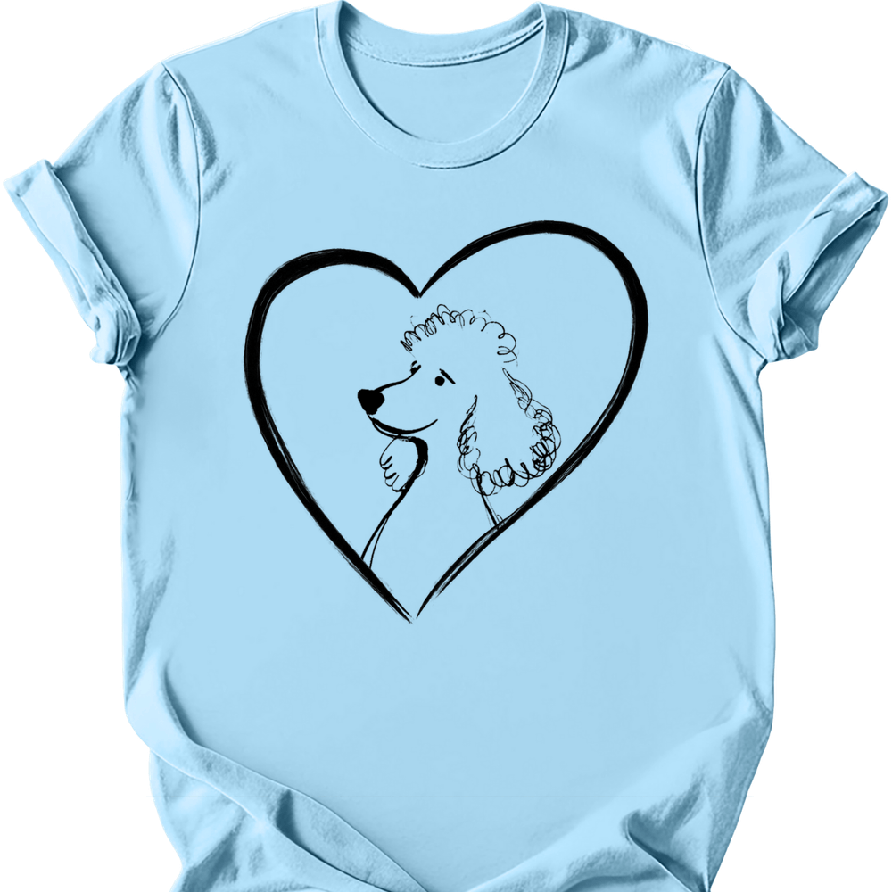 Poodle heart dog tee light blue