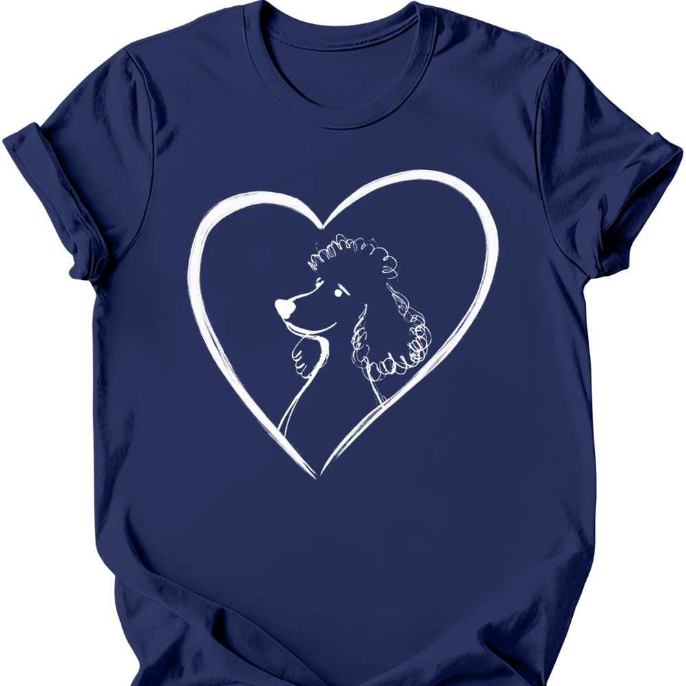 Poodle heart dog tee navy
