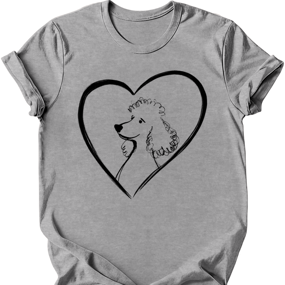 Poodle heart dog tee sport grey