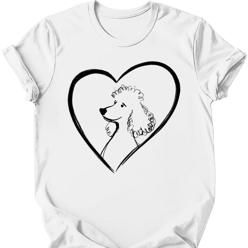 Poodle heart dog tee white
