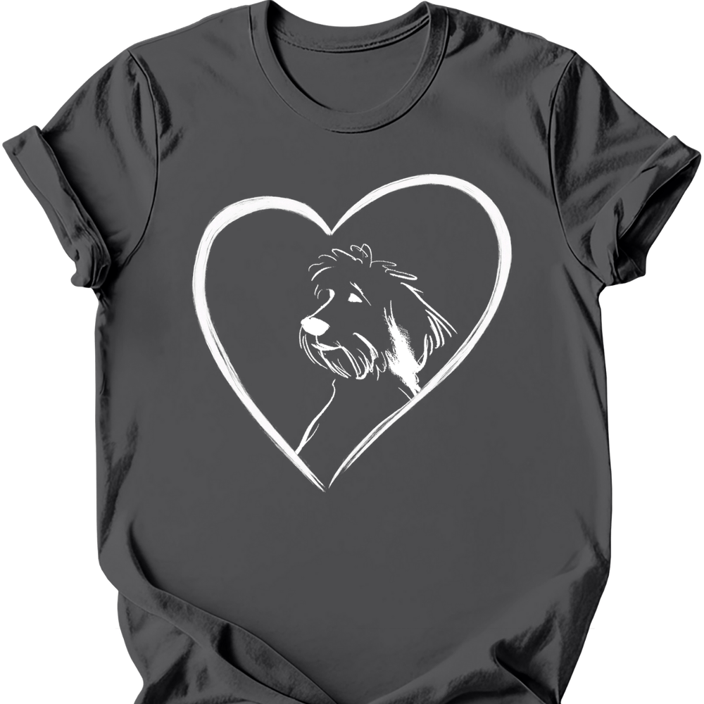 Portuguese Water Dog heart dog tee charcoal