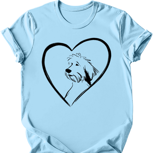 Portuguese Water Dog heart dog tee light blue