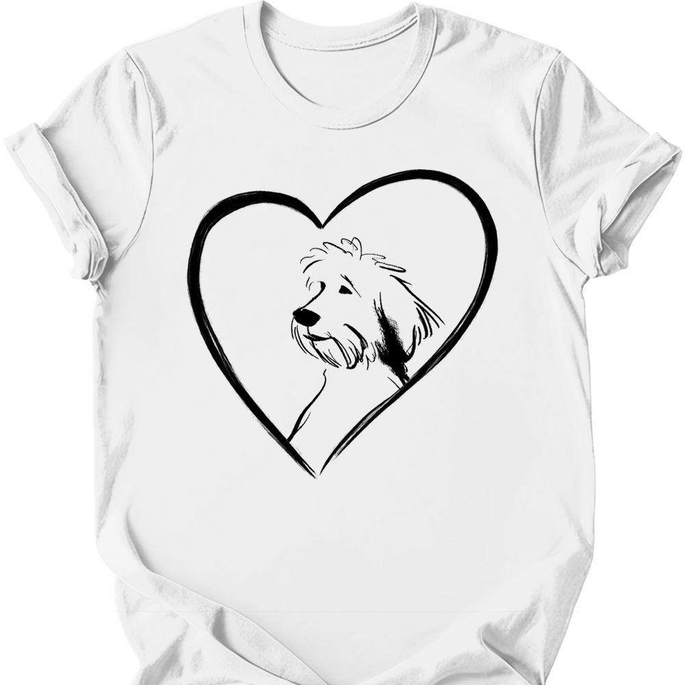 Portuguese Water Dog heart dog tee white