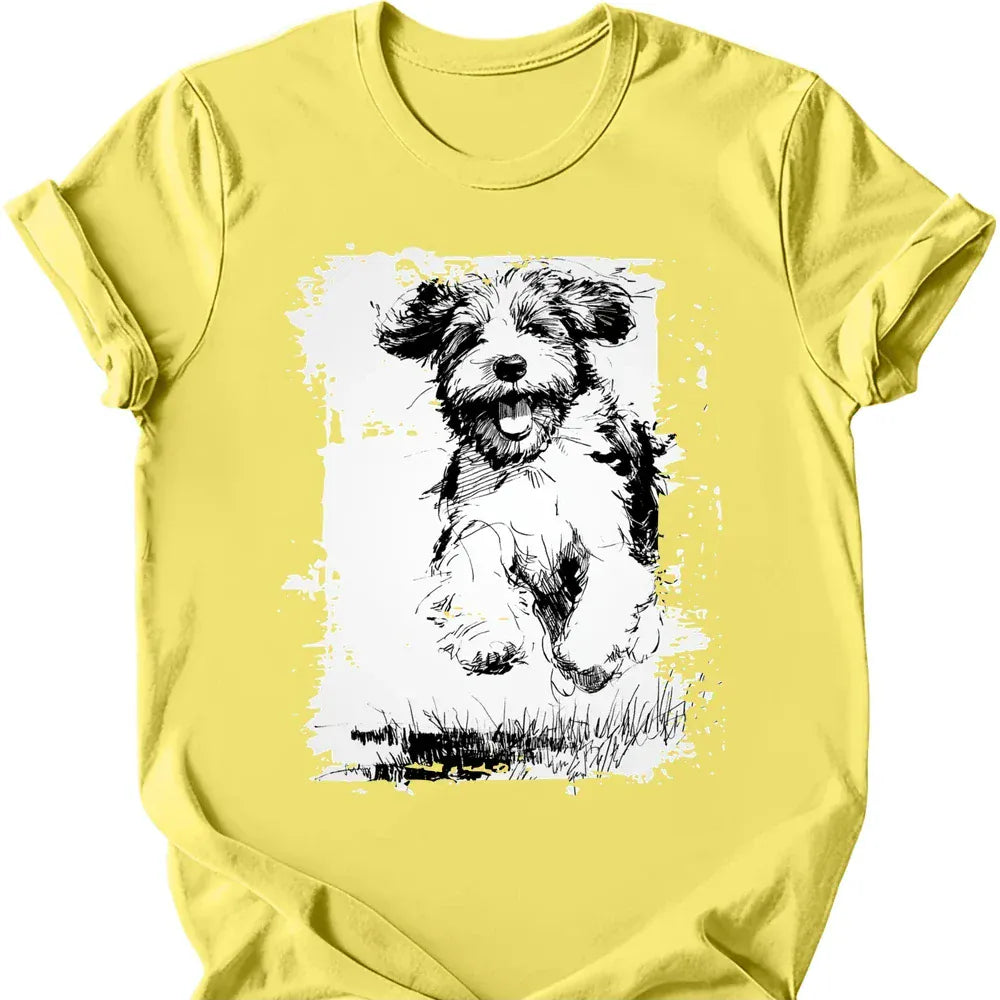 Portuguese Water Dog running dog tee cornsilk