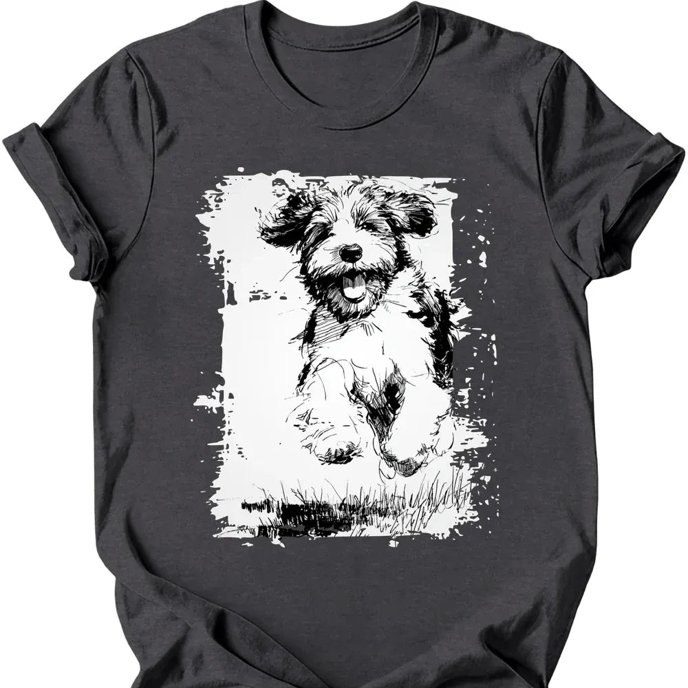 Portuguese Water Dog running dog tee dark heather