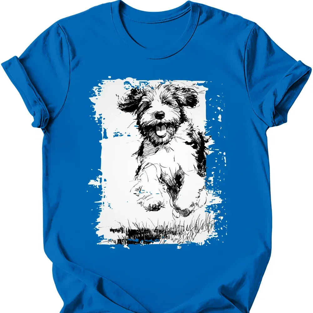 Portuguese Water Dog running dog tee royal