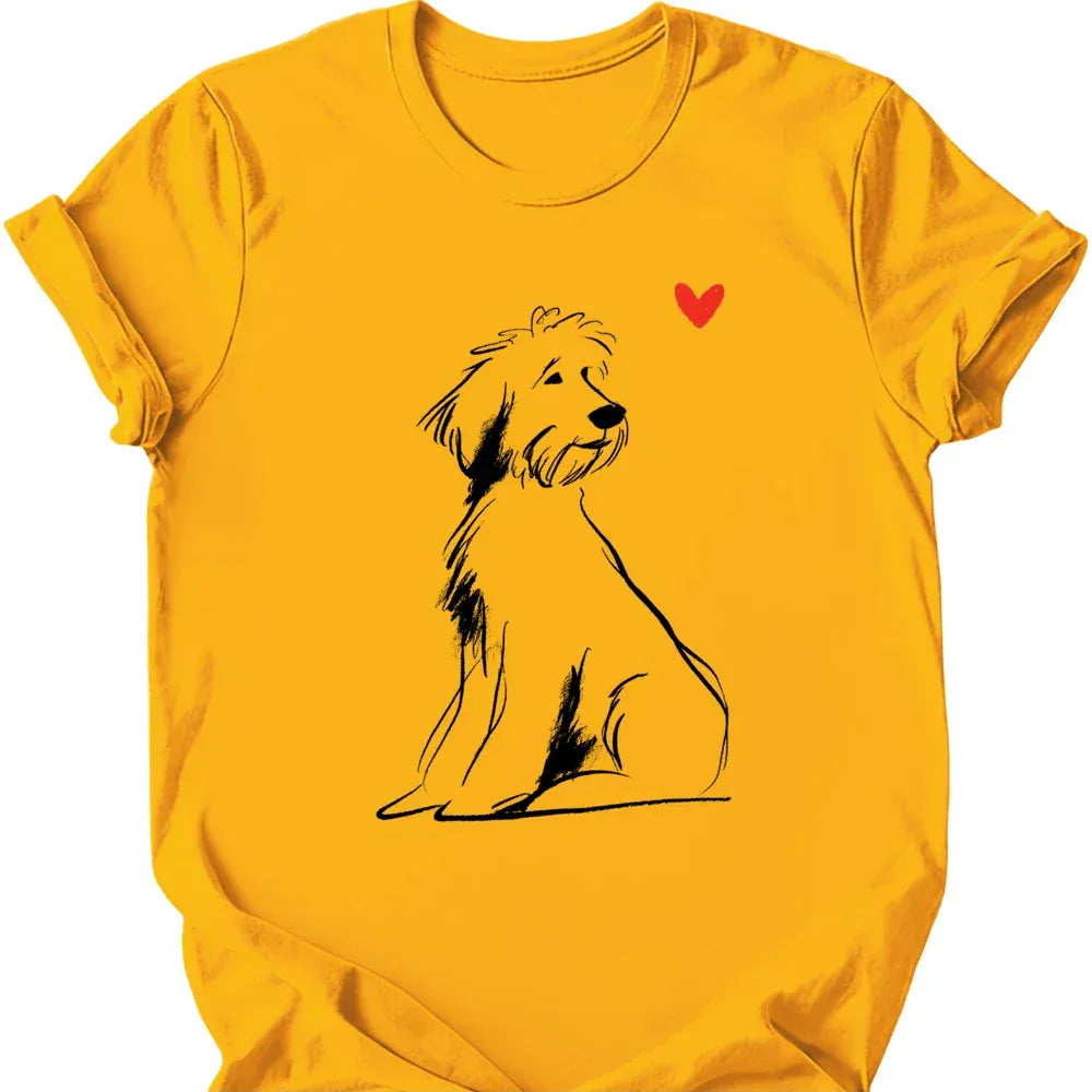 Portuguese Water Dog sketch tee gold