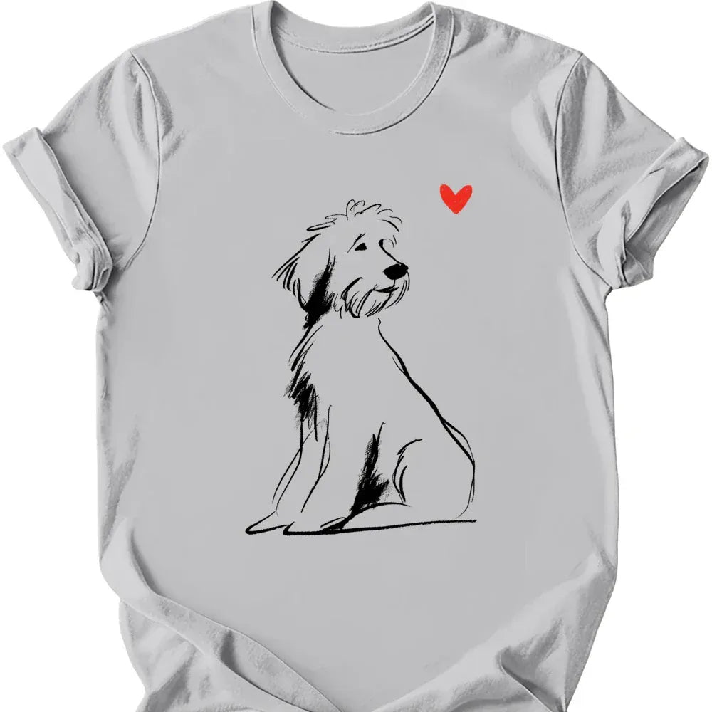 Portuguese Water Dog sketch tee ice grey