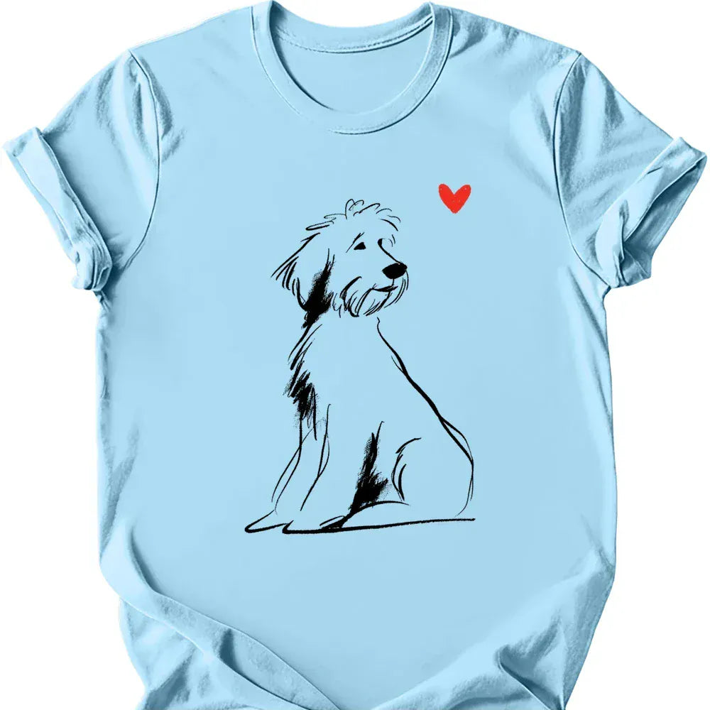 Portuguese Water Dog sketch tee light blue