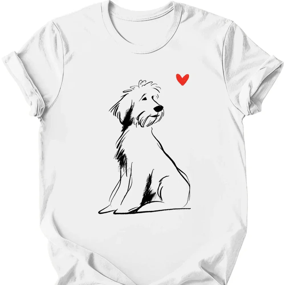 Portuguese Water Dog sketch tee white