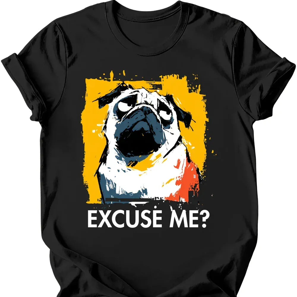 Pug excuse me tee black