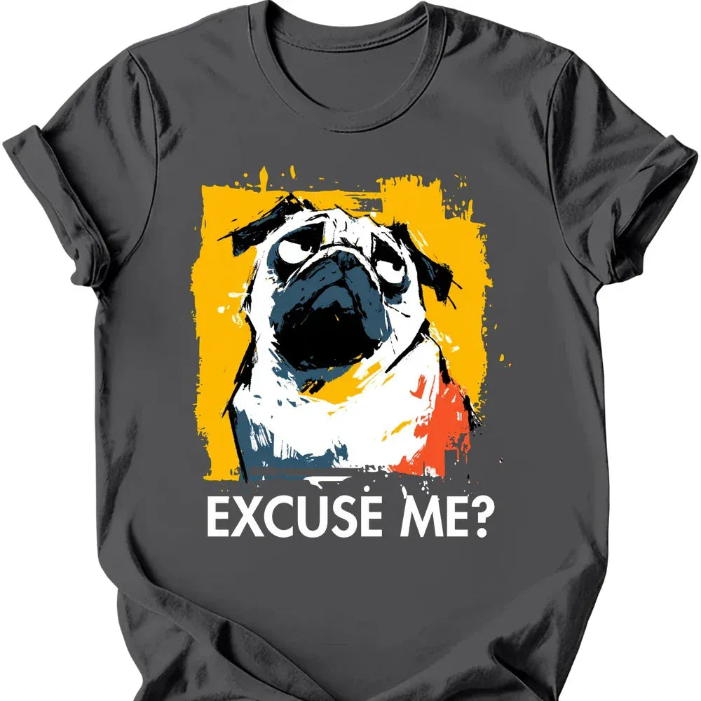 Pug excuse me tee charcoal