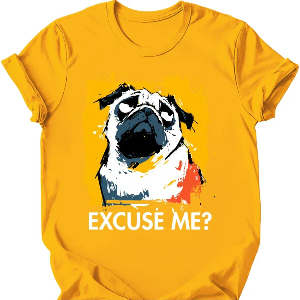 Pug excuse me tee gold