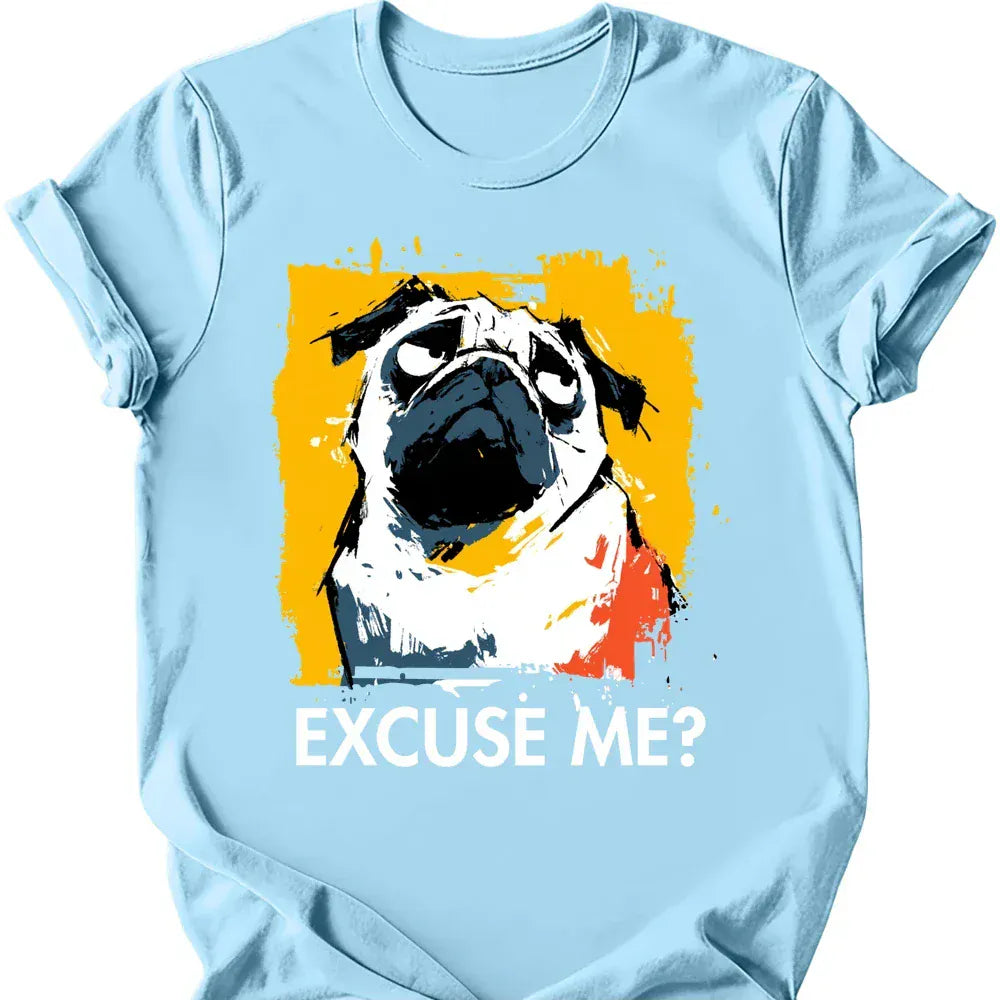 Pug excuse me tee light blue