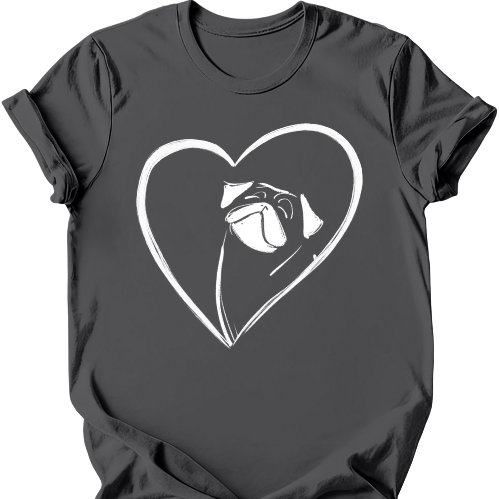 Pug heart dog tee charcoal
