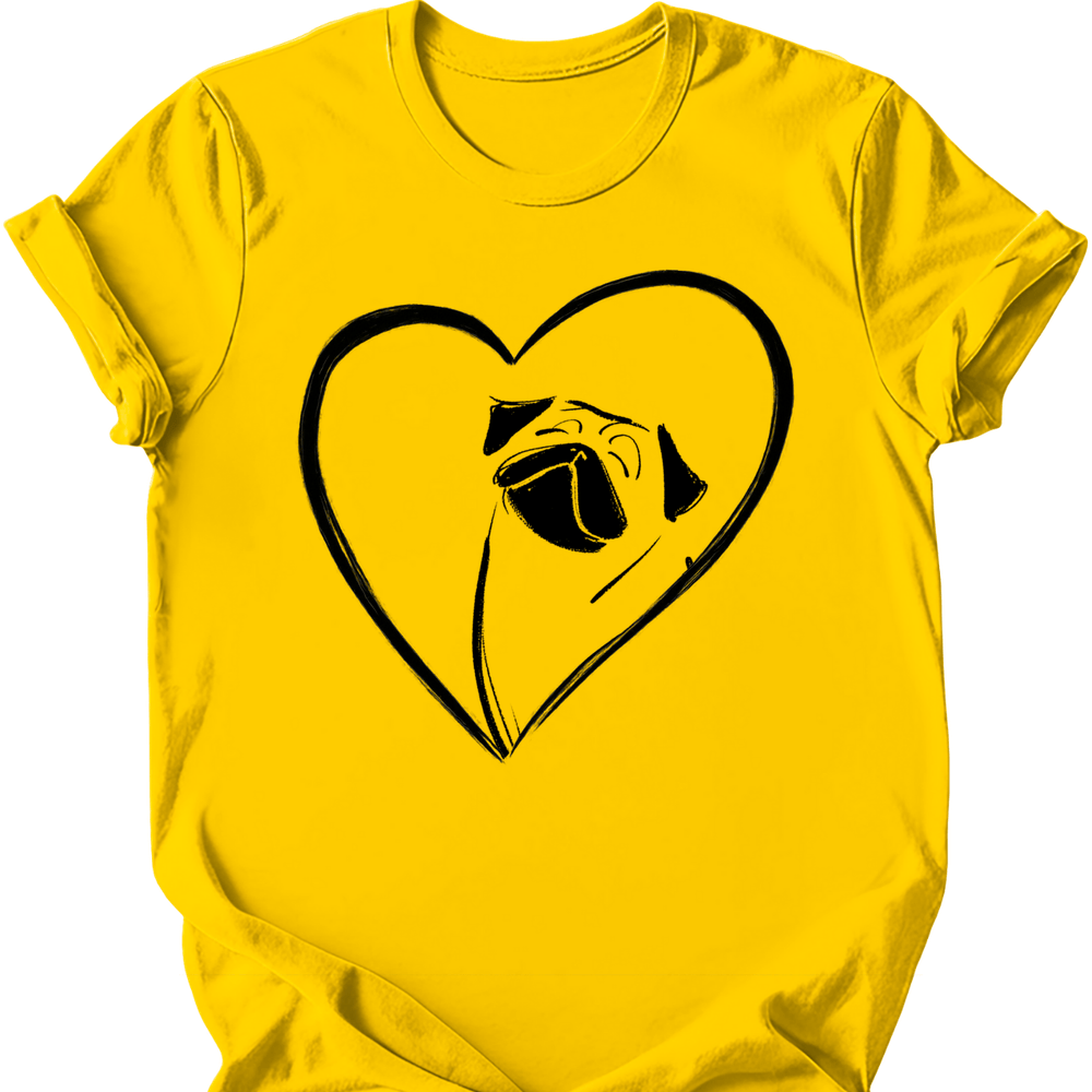 Pug heart dog tee daisy