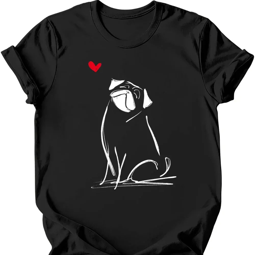 Pug sketch tee black