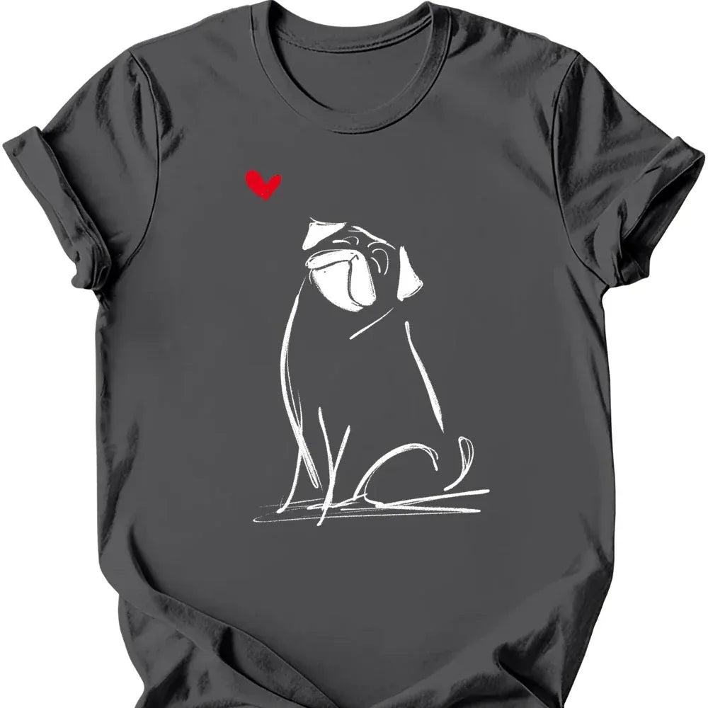 Pug sketch tee charcoal