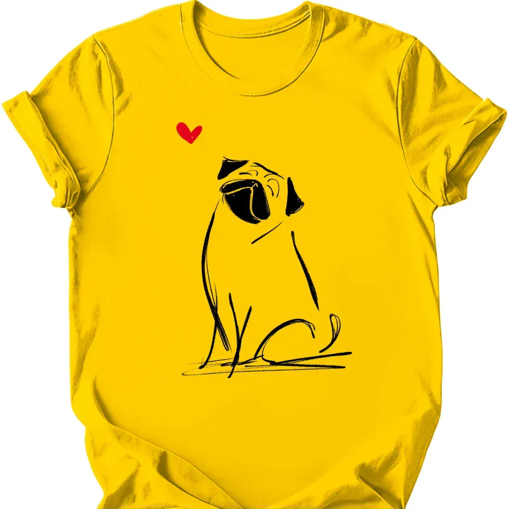 Pug sketch tee daisy