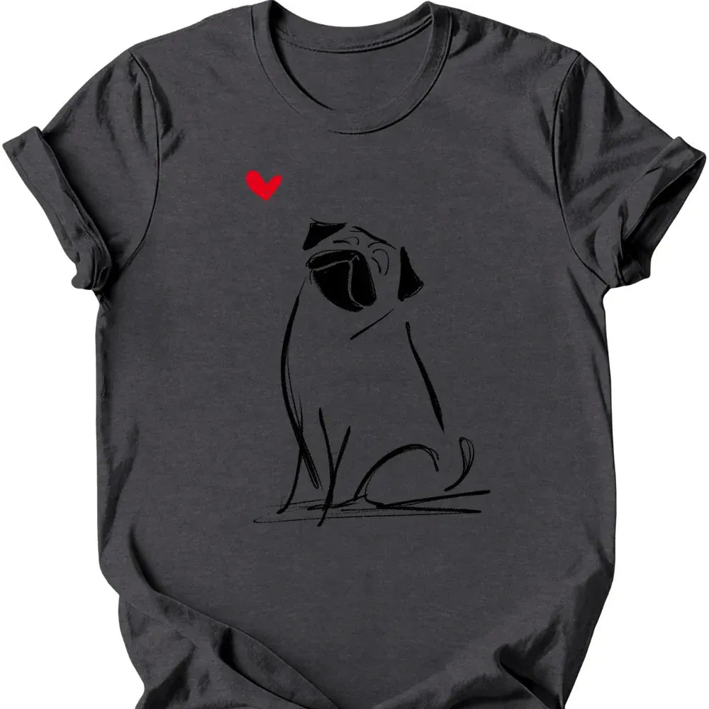 Pug sketch tee dark heather