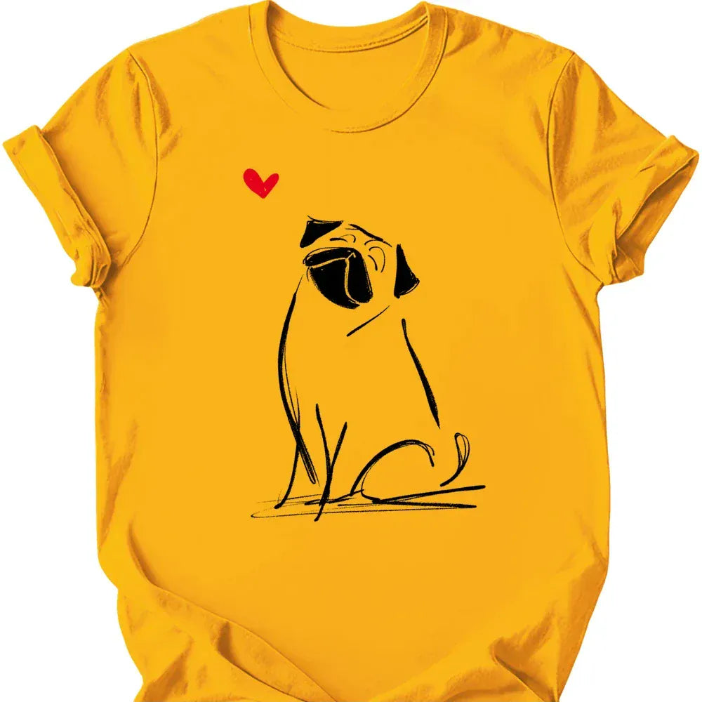 Pug sketch tee gold