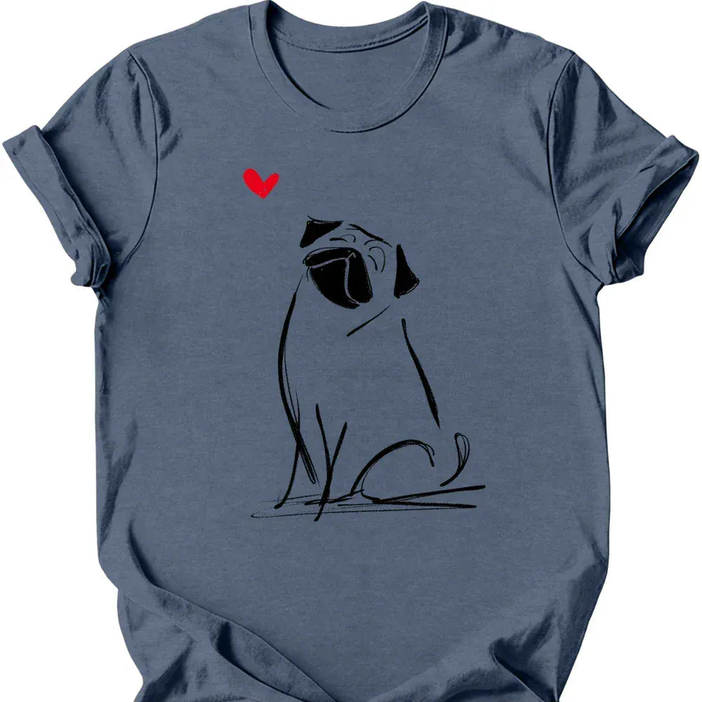 Pug sketch tee heather indigo