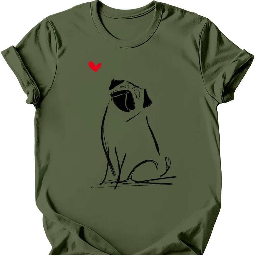 Pug sketch tee military green