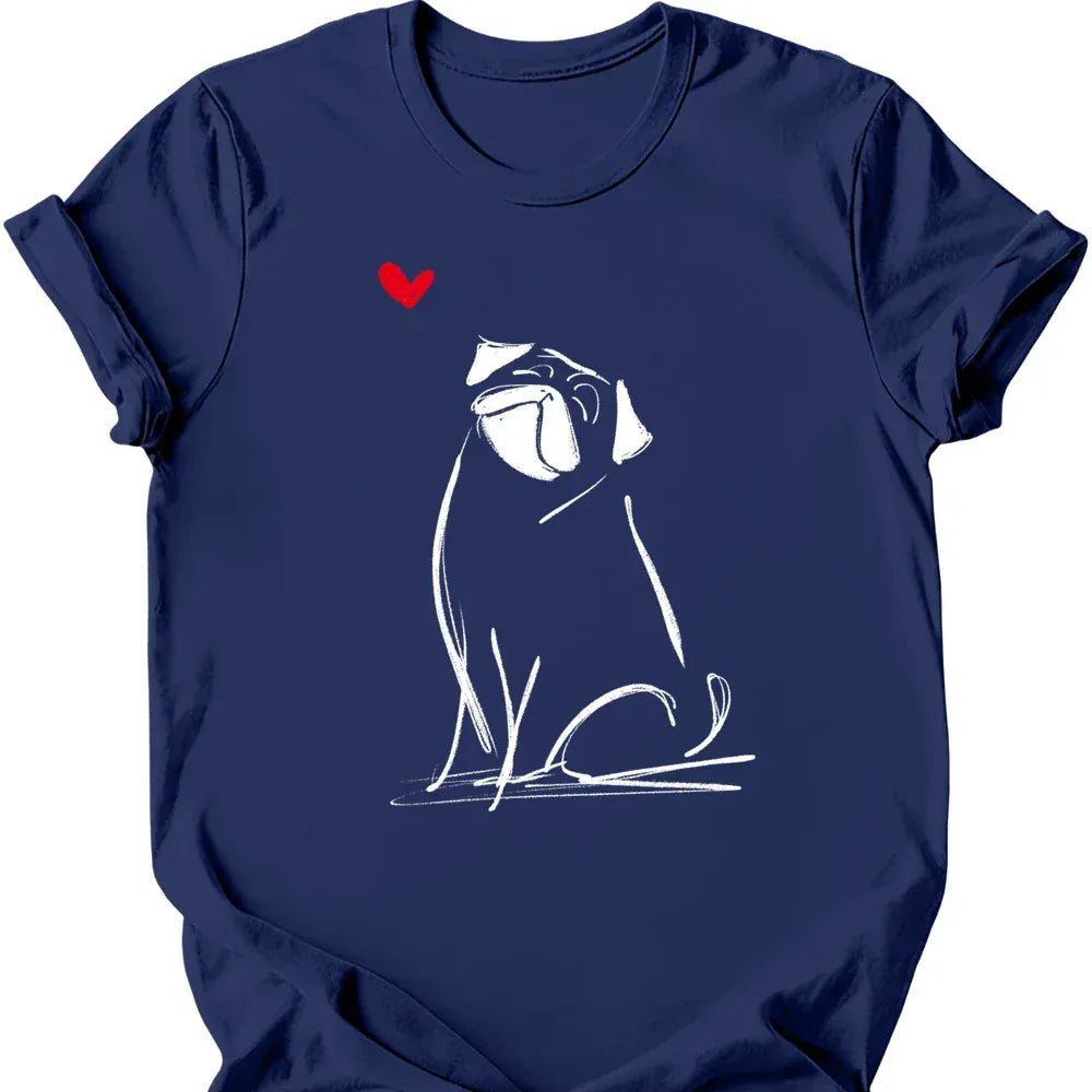 Pug sketch tee navy