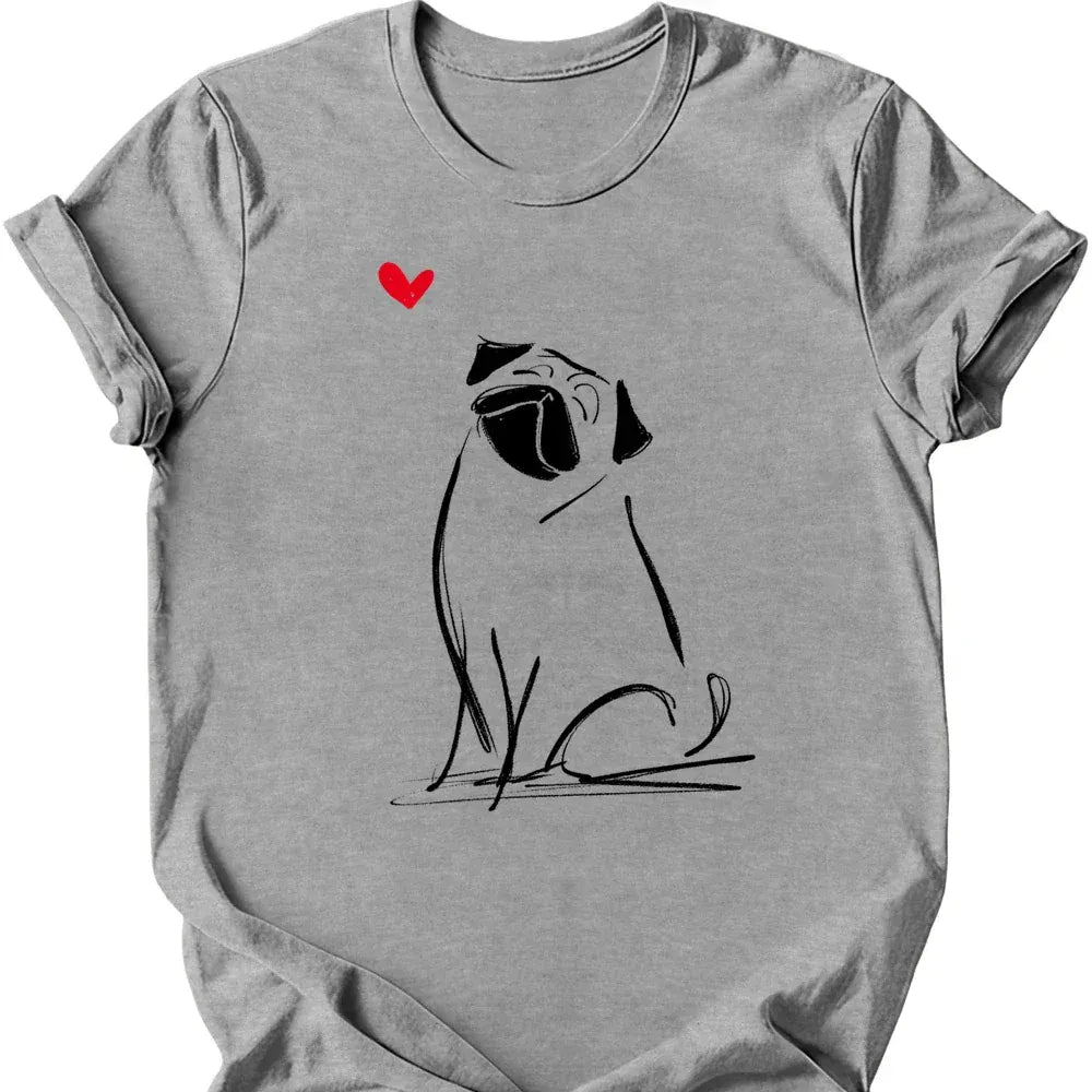 Pug sketch tee sport grey