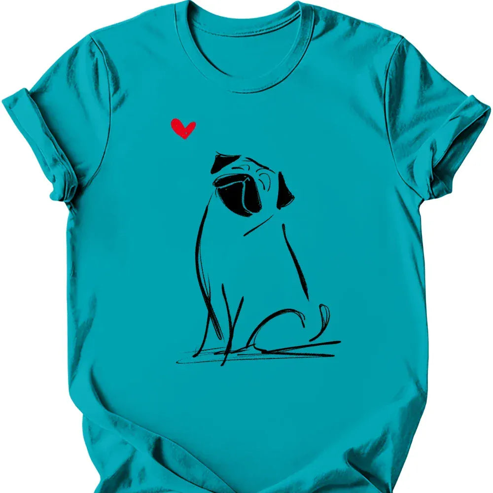 Pug sketch tee tropical blue