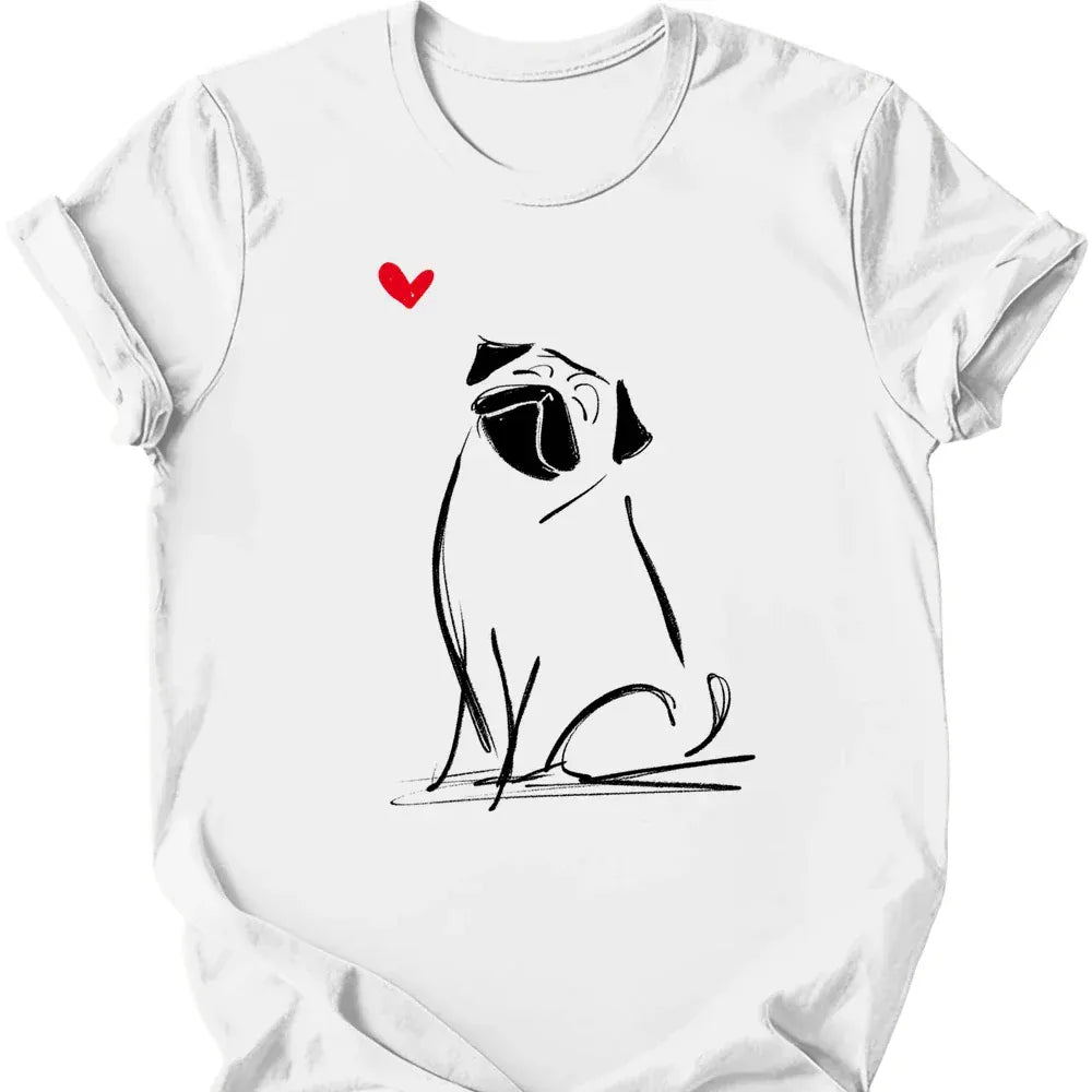Pug sketch tee white