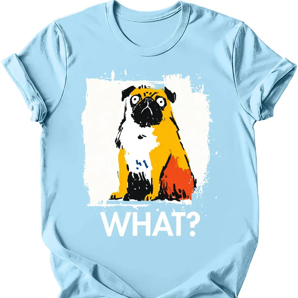 Pug what tee light blue