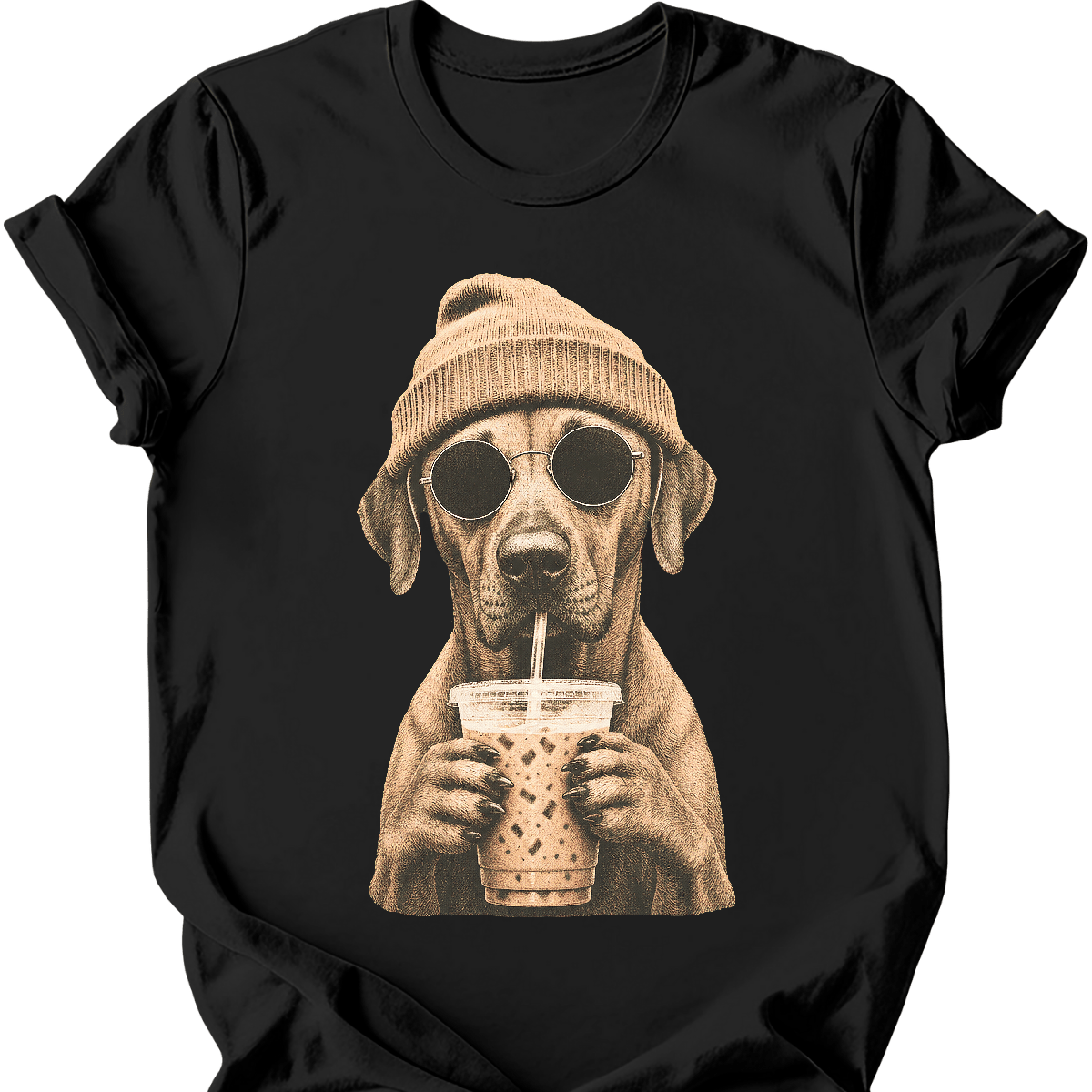 rhodesian ridgeback hipster dog tee black