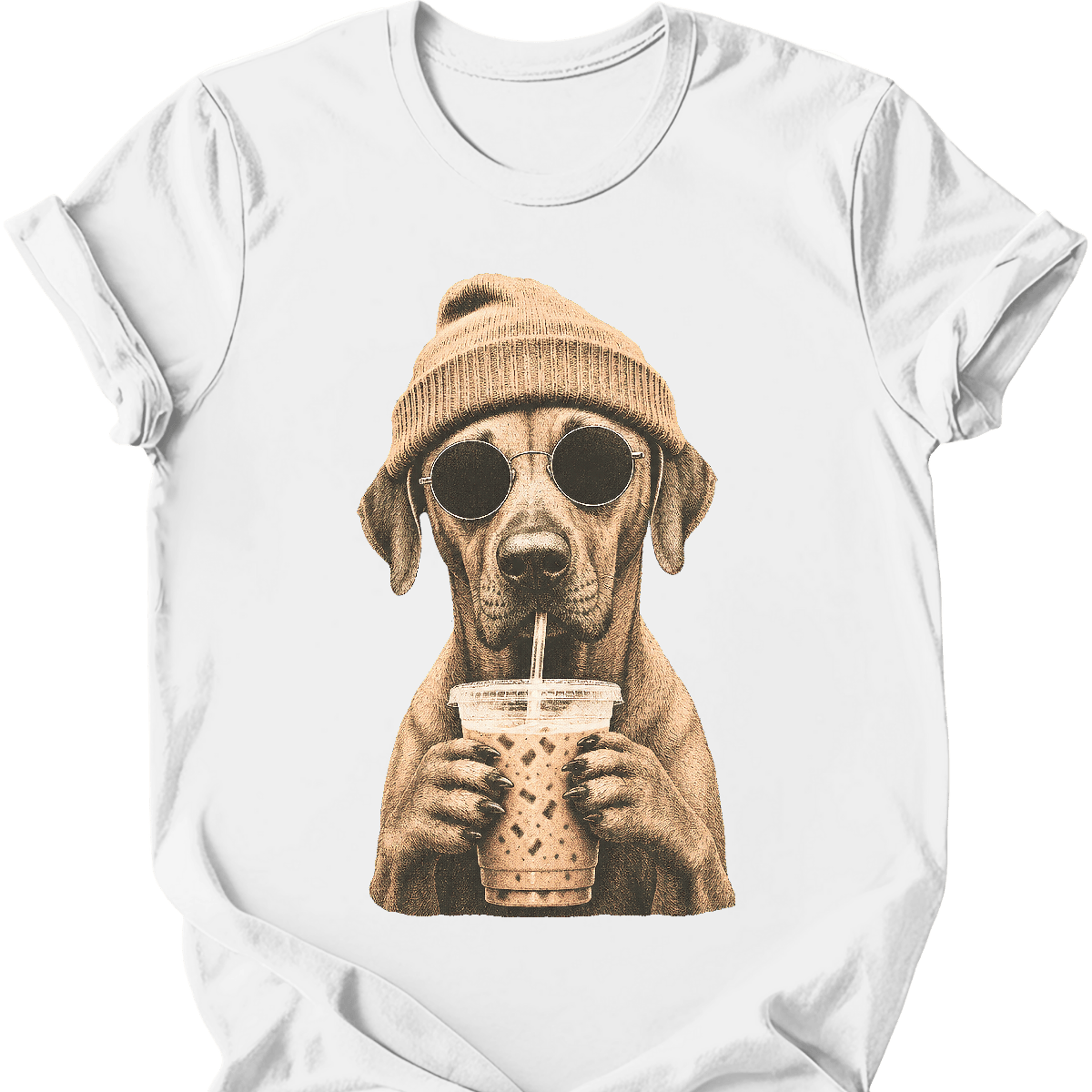 rhodesian ridgeback hipster dog tee white