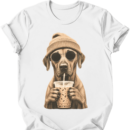 rhodesian ridgeback hipster dog tee white