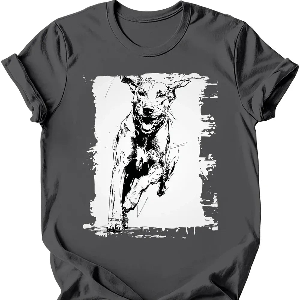 Rhodesian Ridgeback running dog tee charcoal