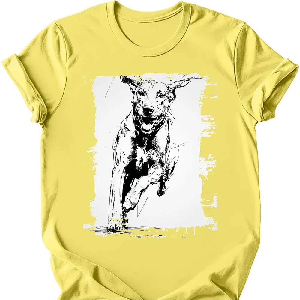Rhodesian Ridgeback running dog tee cornsilk