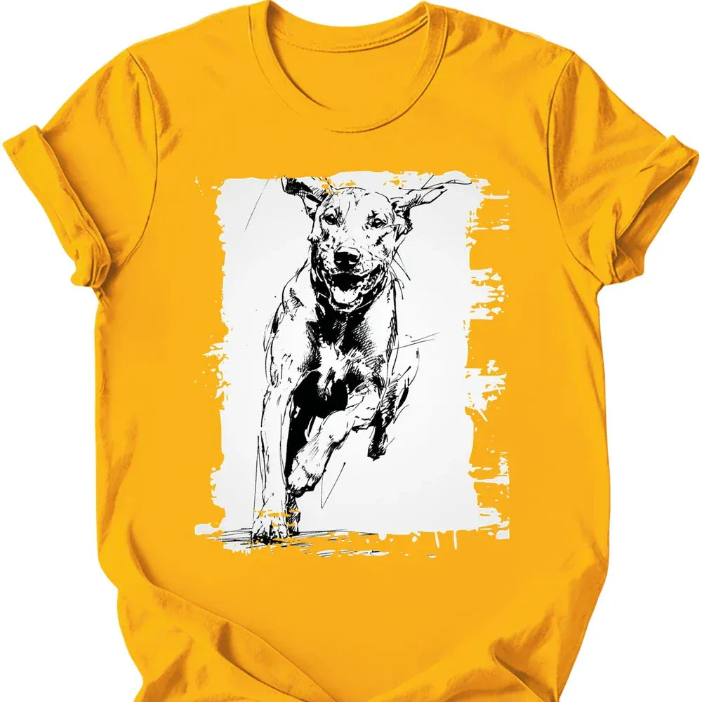 Rhodesian Ridgeback running dog tee gold