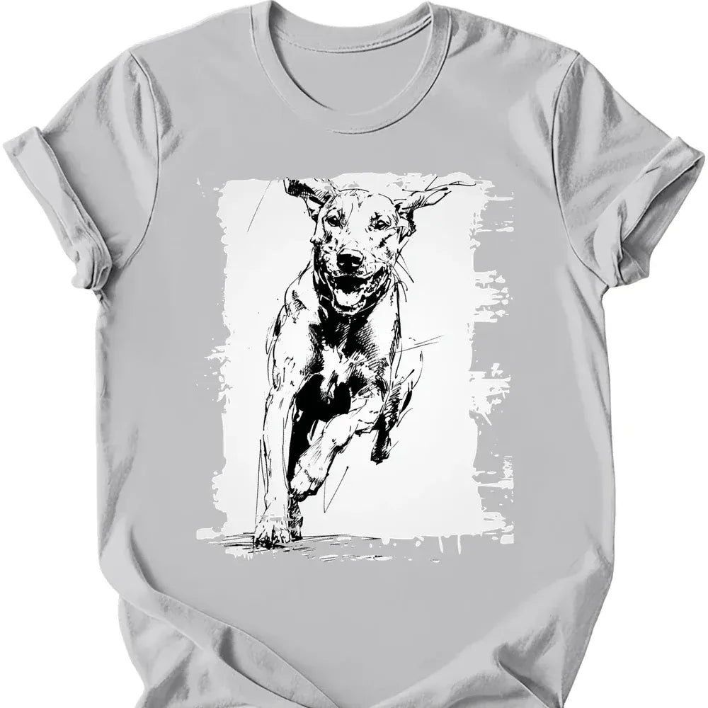Rhodesian Ridgeback running dog tee ice grey