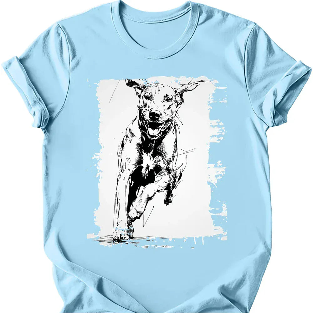 Rhodesian Ridgeback running dog tee light blue