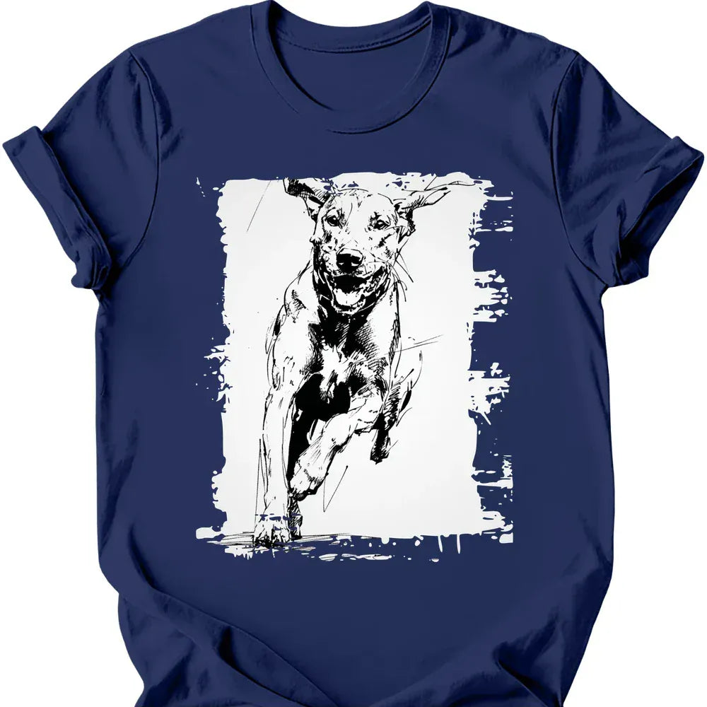 Rhodesian Ridgeback running dog tee navy